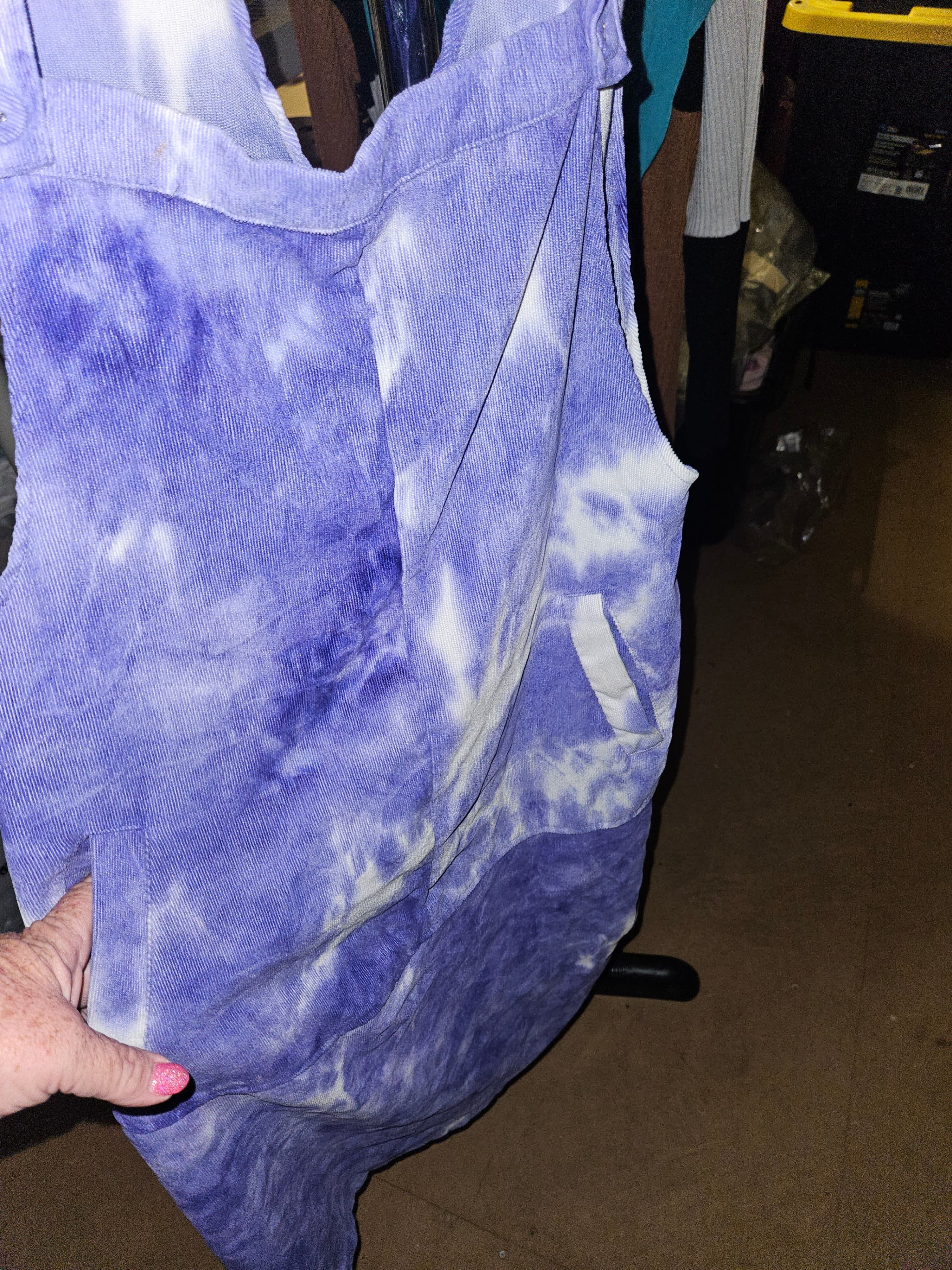 Purple Tie-Dye Sleeveless Dress with Pocket - Thumbnail 2