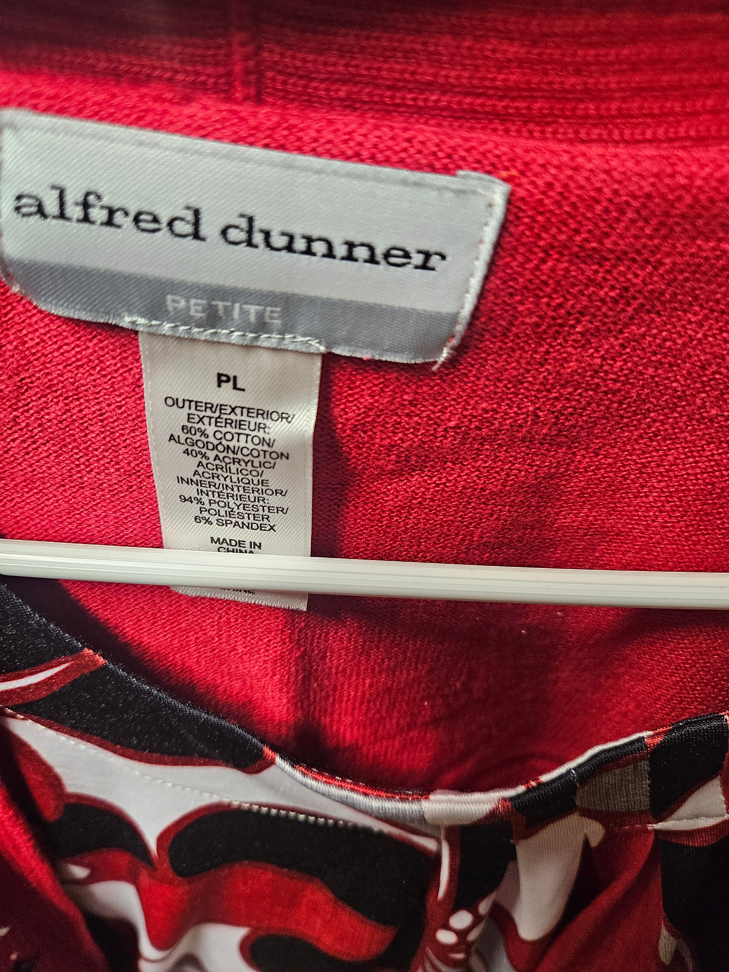 Alfred Dunner Petite Red Cardigan and Floral Top Set PL - Thumbnail 2
