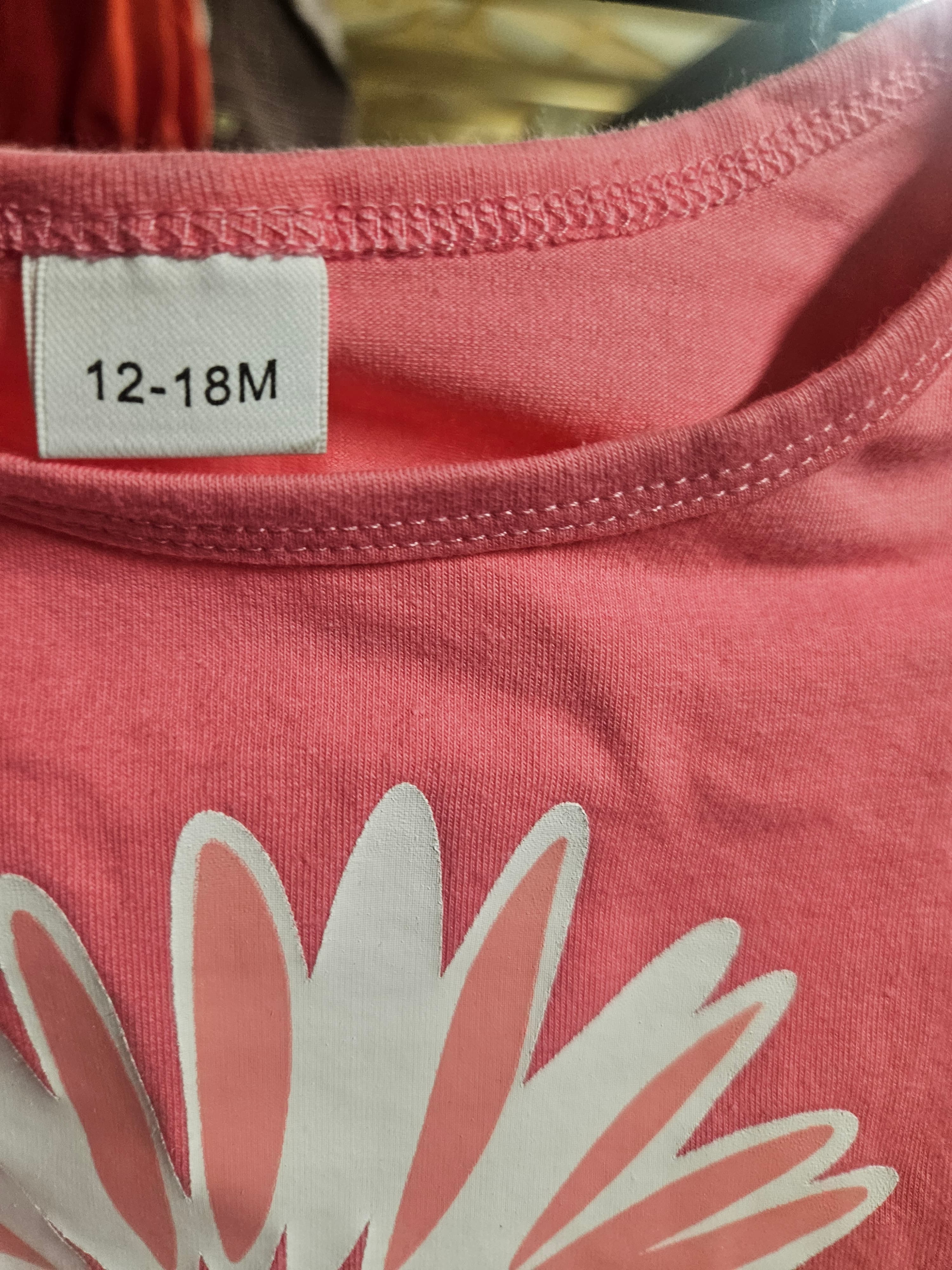 Baby Girl Floral Onesie 12-18M Pink 2 piece - Thumbnail 2