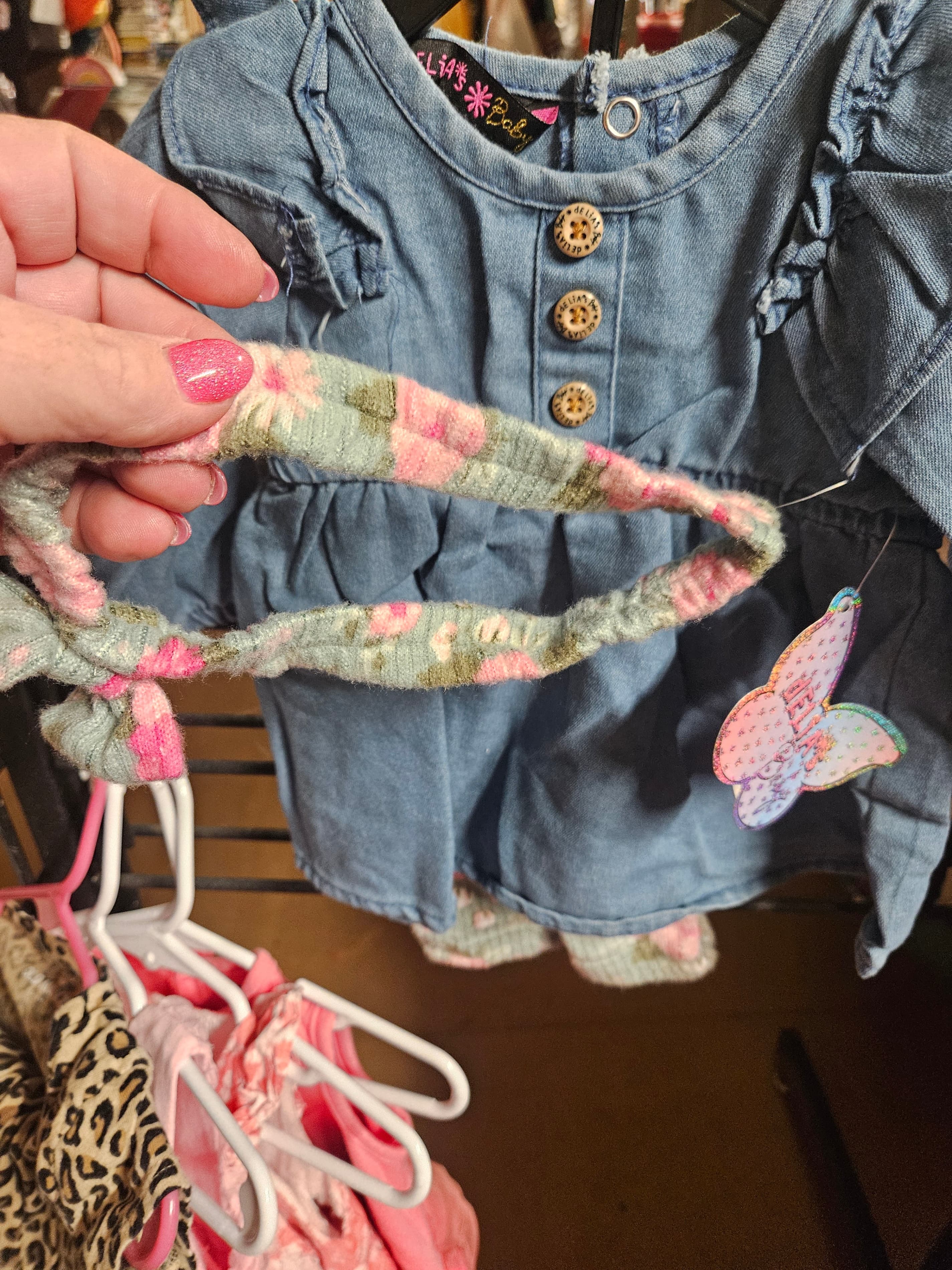Delia's Baby Denim Dress with Ruffle Sleeves - Thumbnail 2