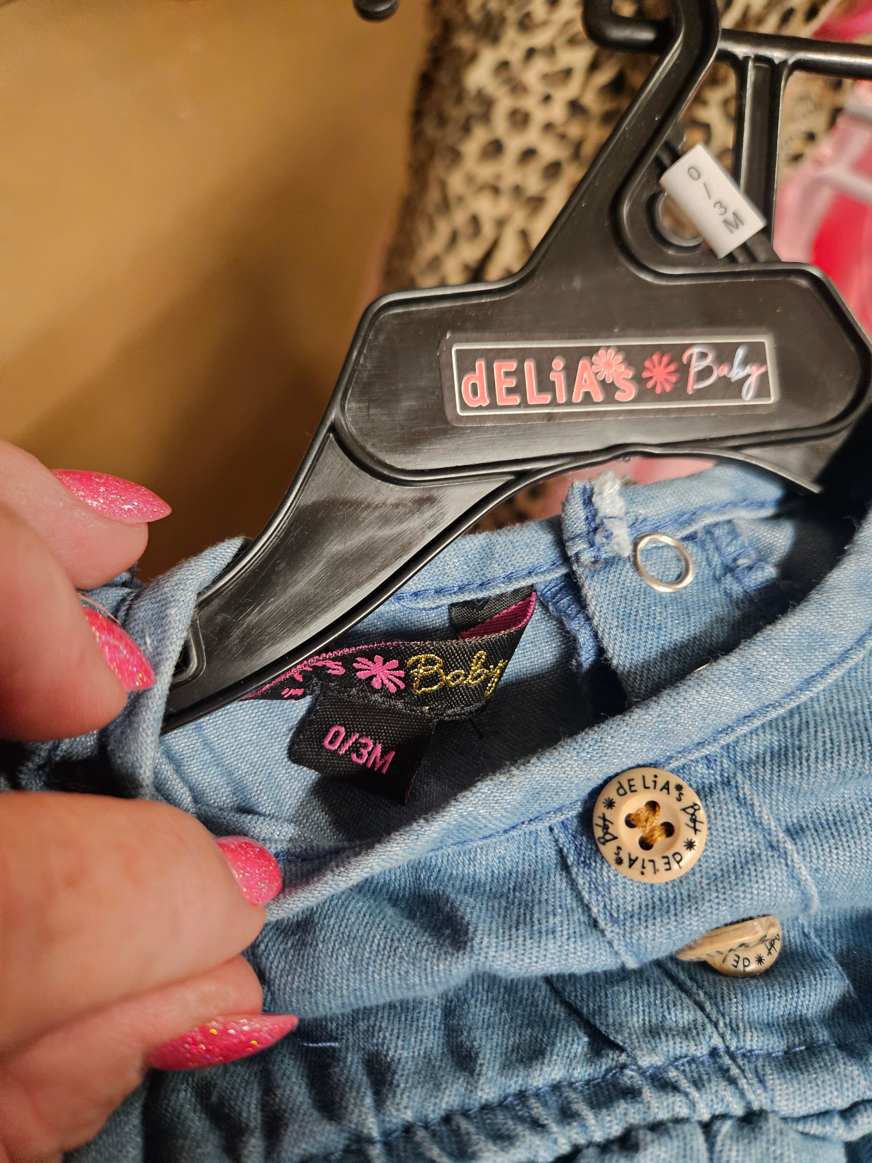 Delia's Baby Denim Dress with Ruffle Sleeves - Thumbnail 4