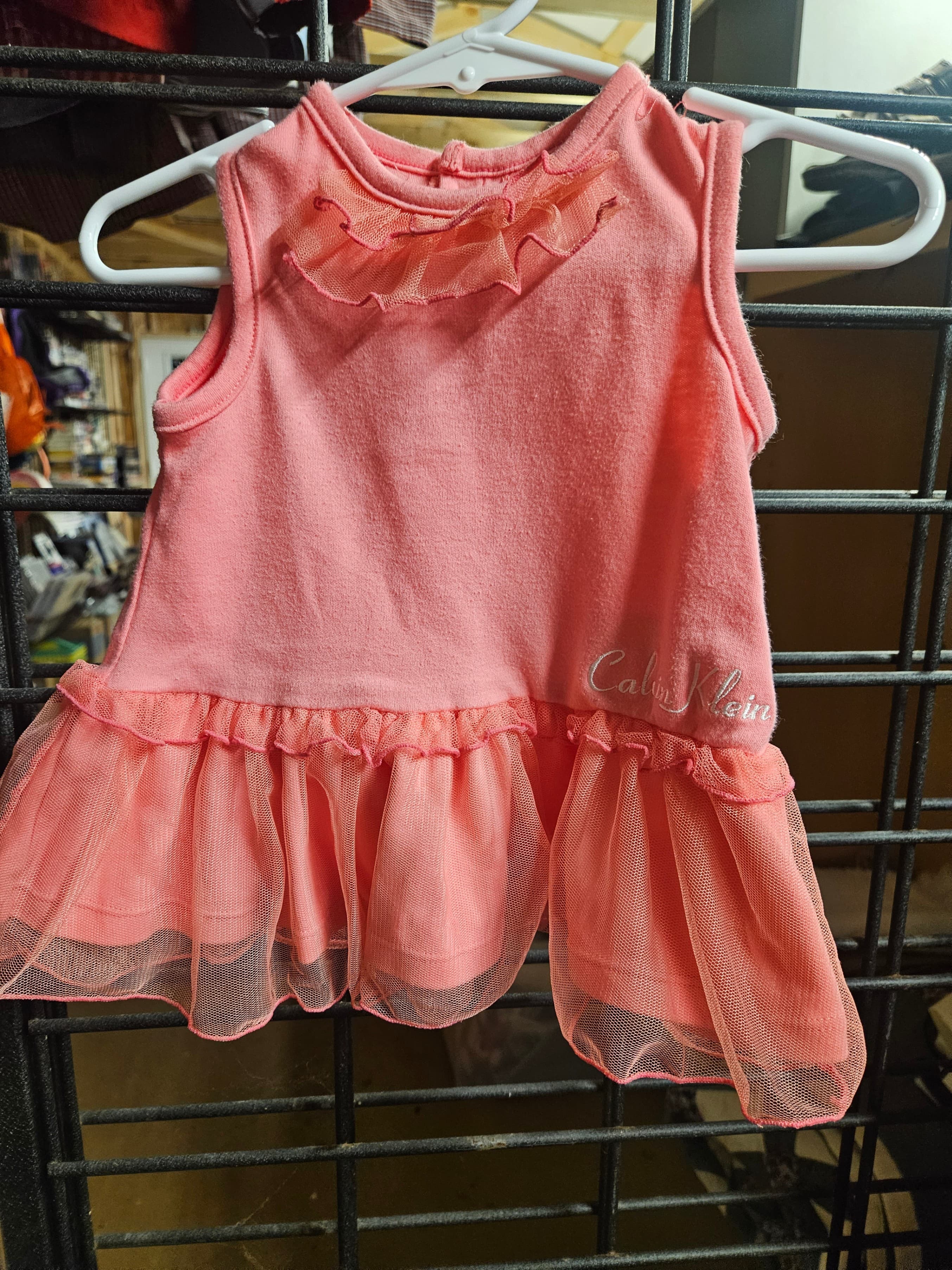 Calvin Klein Pink Sleeveless Baby Dress with Tulle Skirt