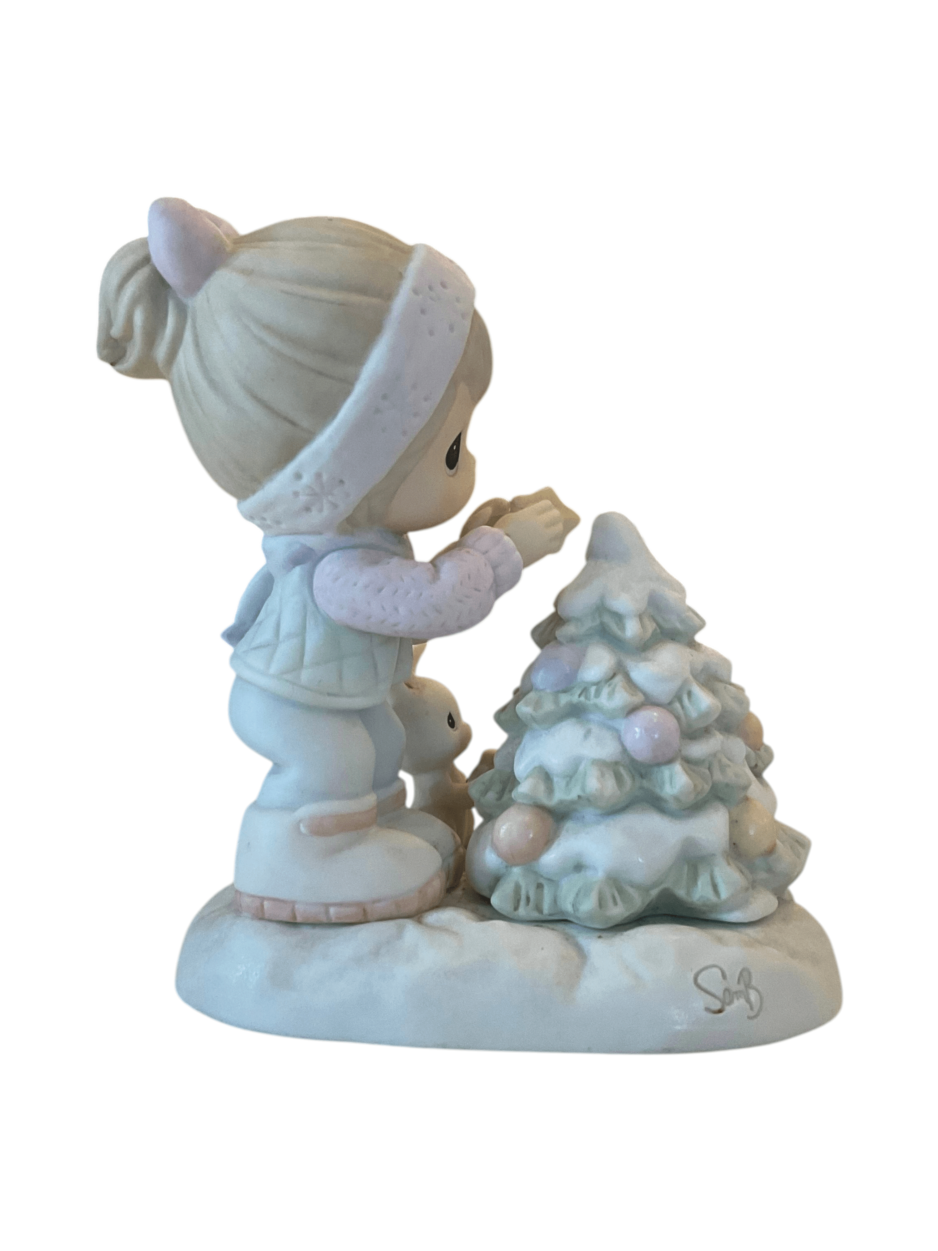 Precious Moments Christmas Figurine with Child and Tree - Thumbnail 4