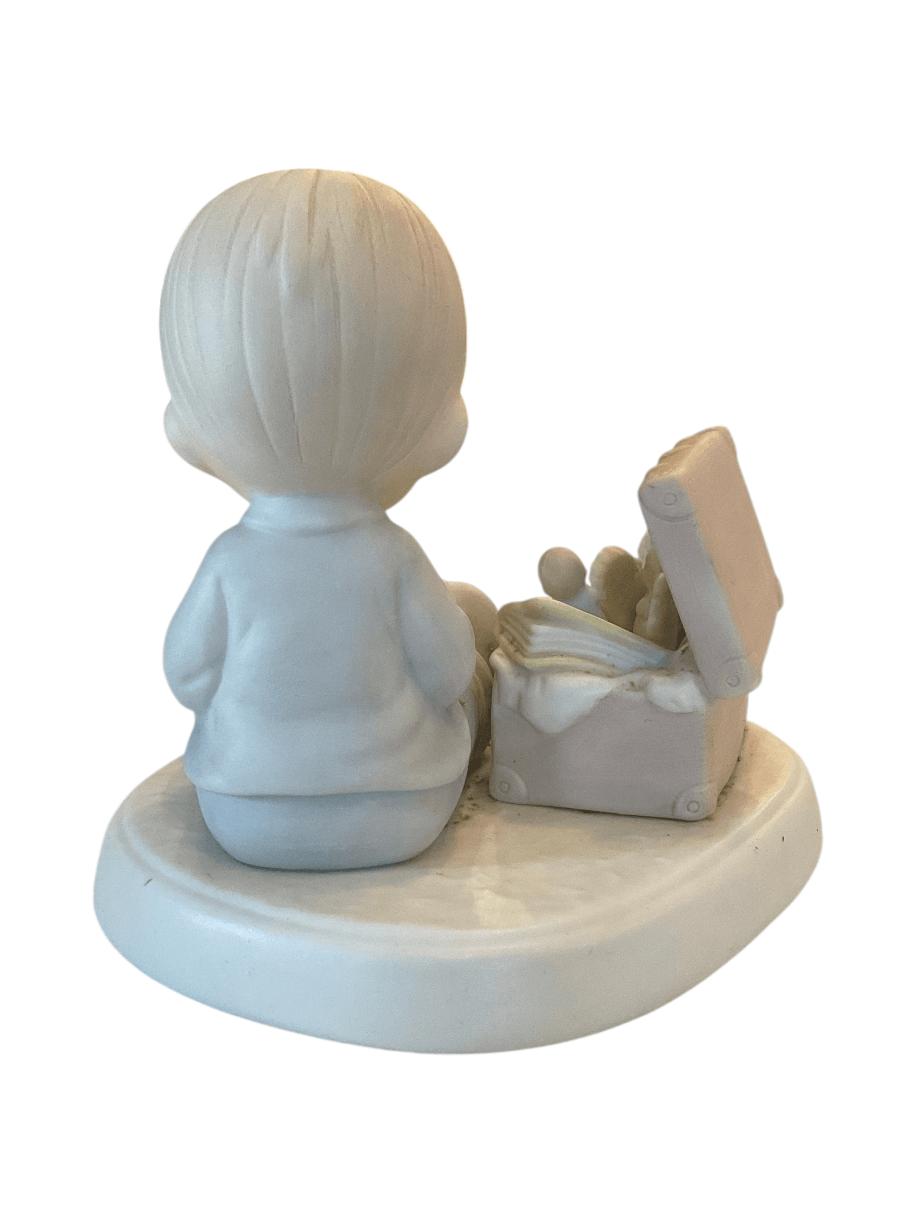 Precious Moments Figurine Boy Reading with Toy Chest - Thumbnail 3