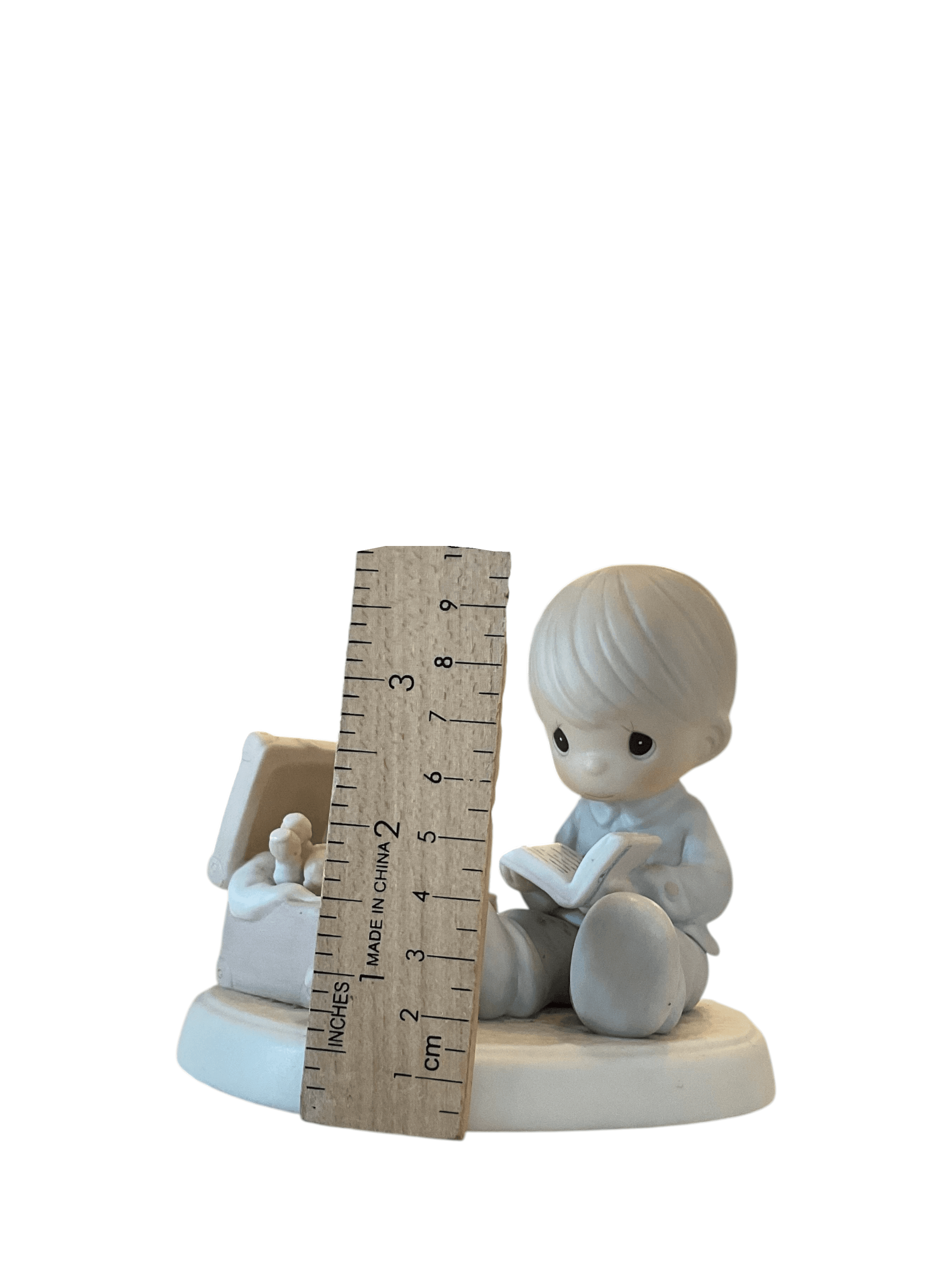 Precious Moments Figurine Boy Reading with Toy Chest - Thumbnail 7