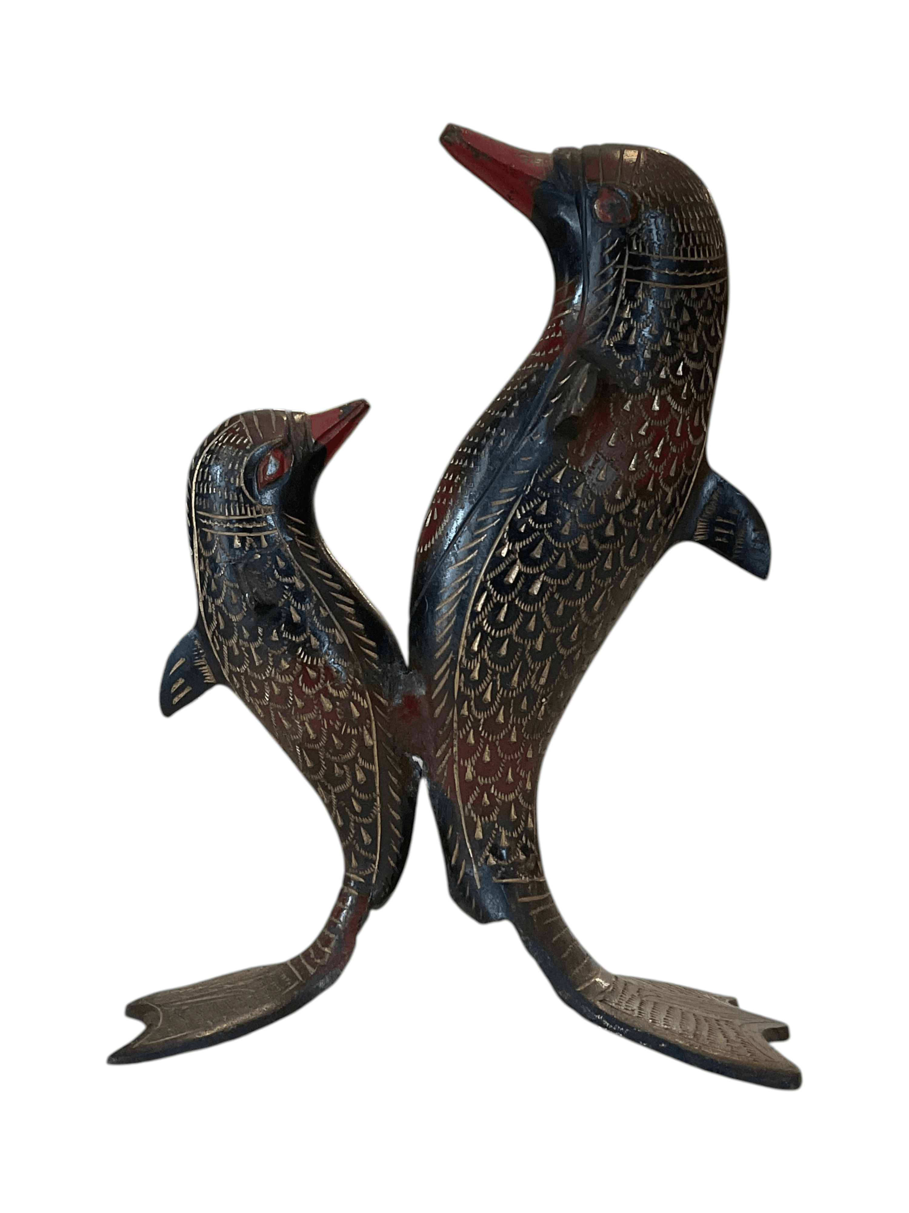 Set of 2 Brass Dolphin Figurines Set - Thumbnail 2