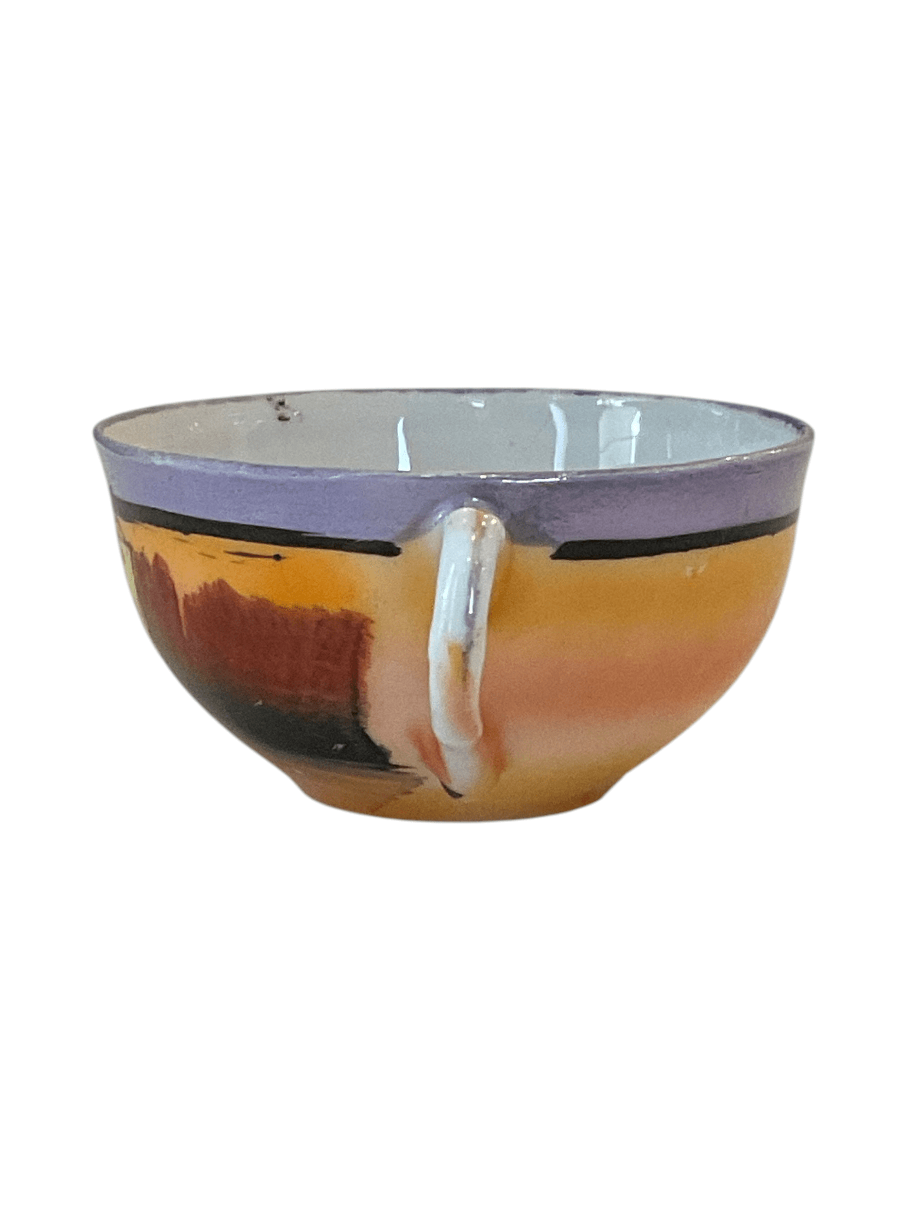 Vintage Hand-Painted Ceramic Teacup with Scenic Design - Thumbnail 2