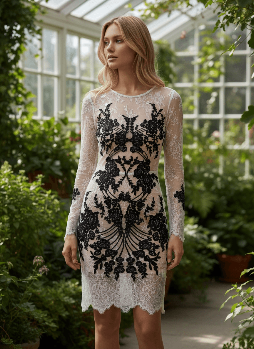For Love & Lemons Lace Floral Sheath Dress - Thumbnail 3