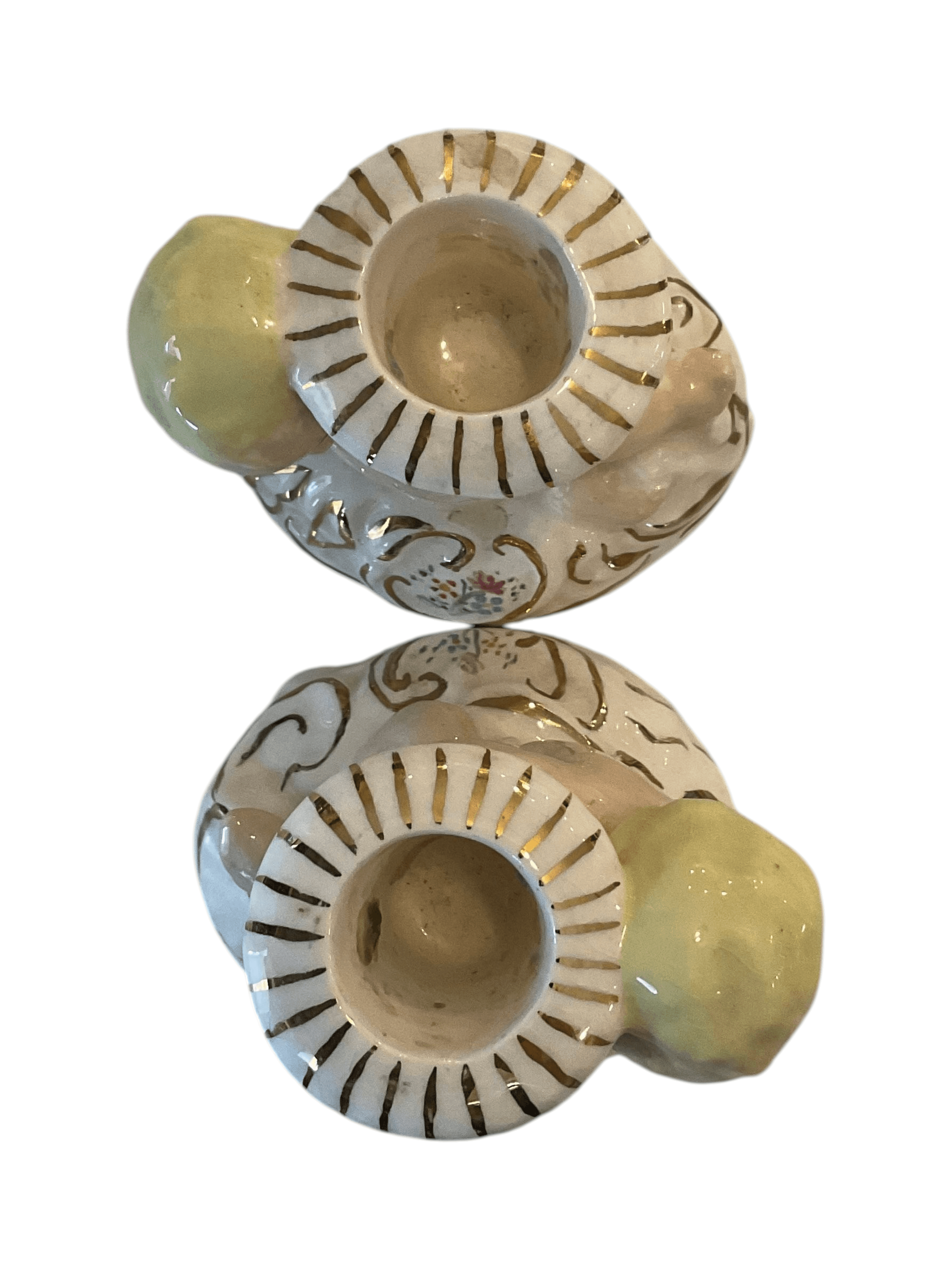 Set of 2 Vintage Cherub Candle Holders with Floral Design - Thumbnail 6