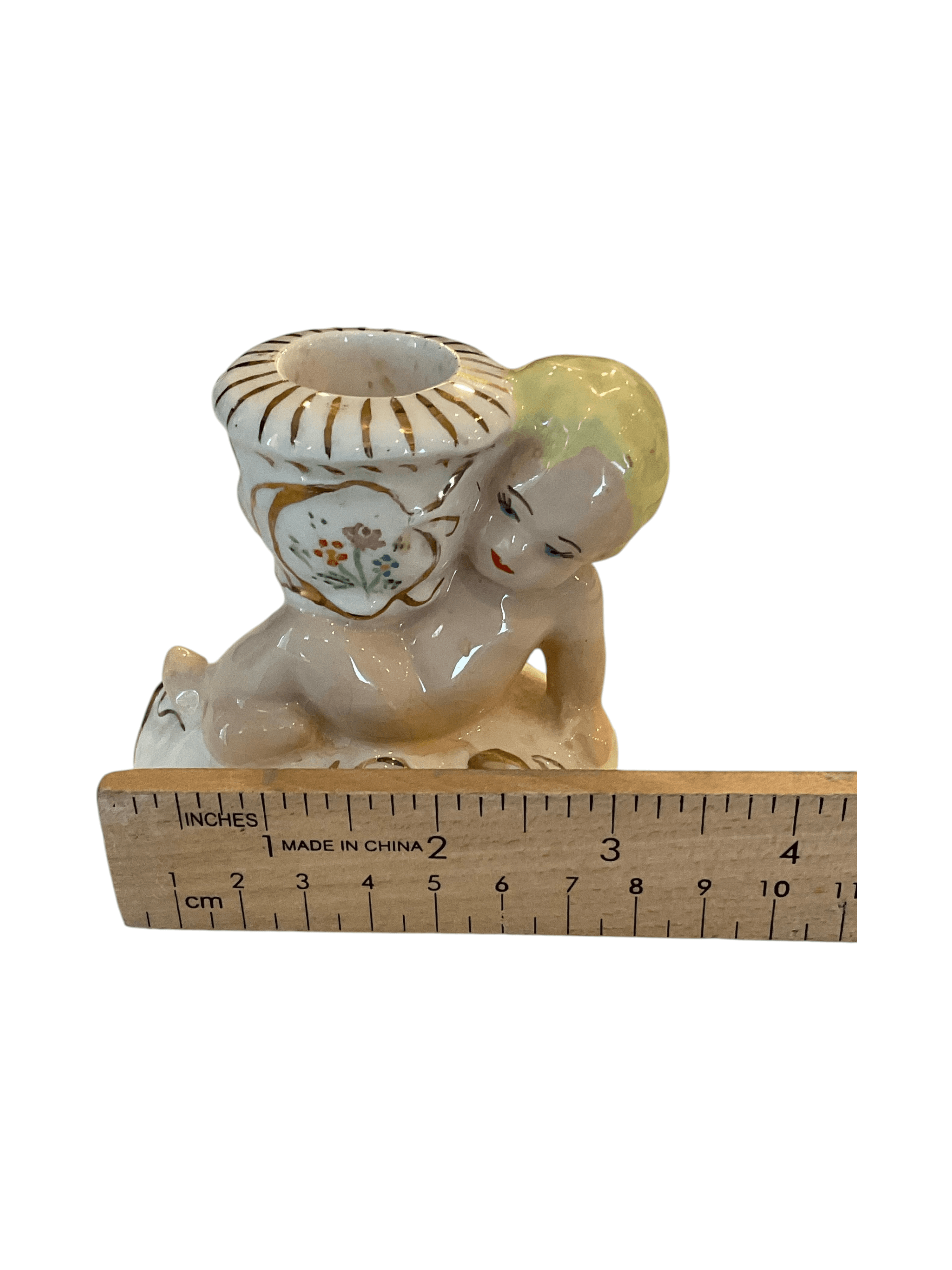 Set of 2 Vintage Cherub Candle Holders with Floral Design - Thumbnail 8