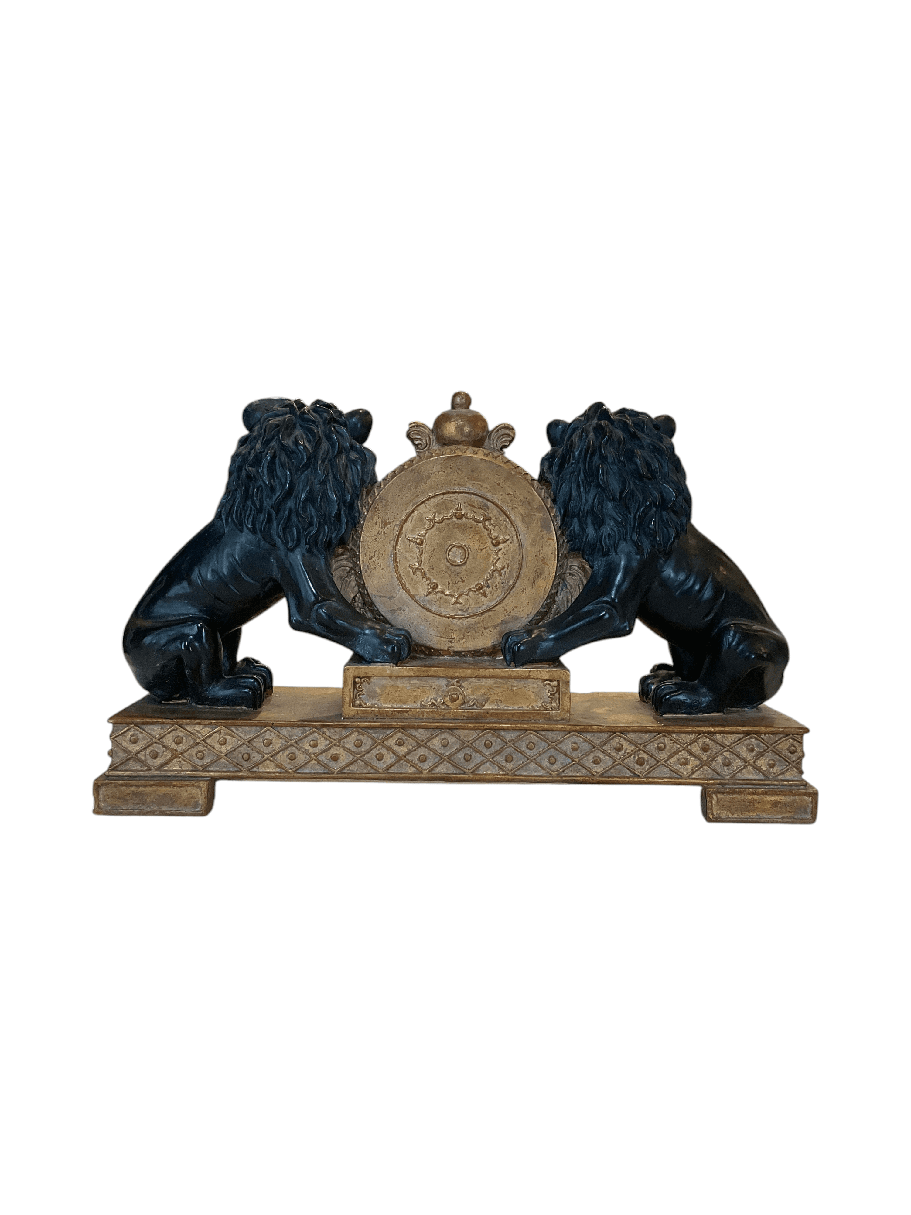 Vintage Lion Mantel Clock with Roman Numerals - Thumbnail 3