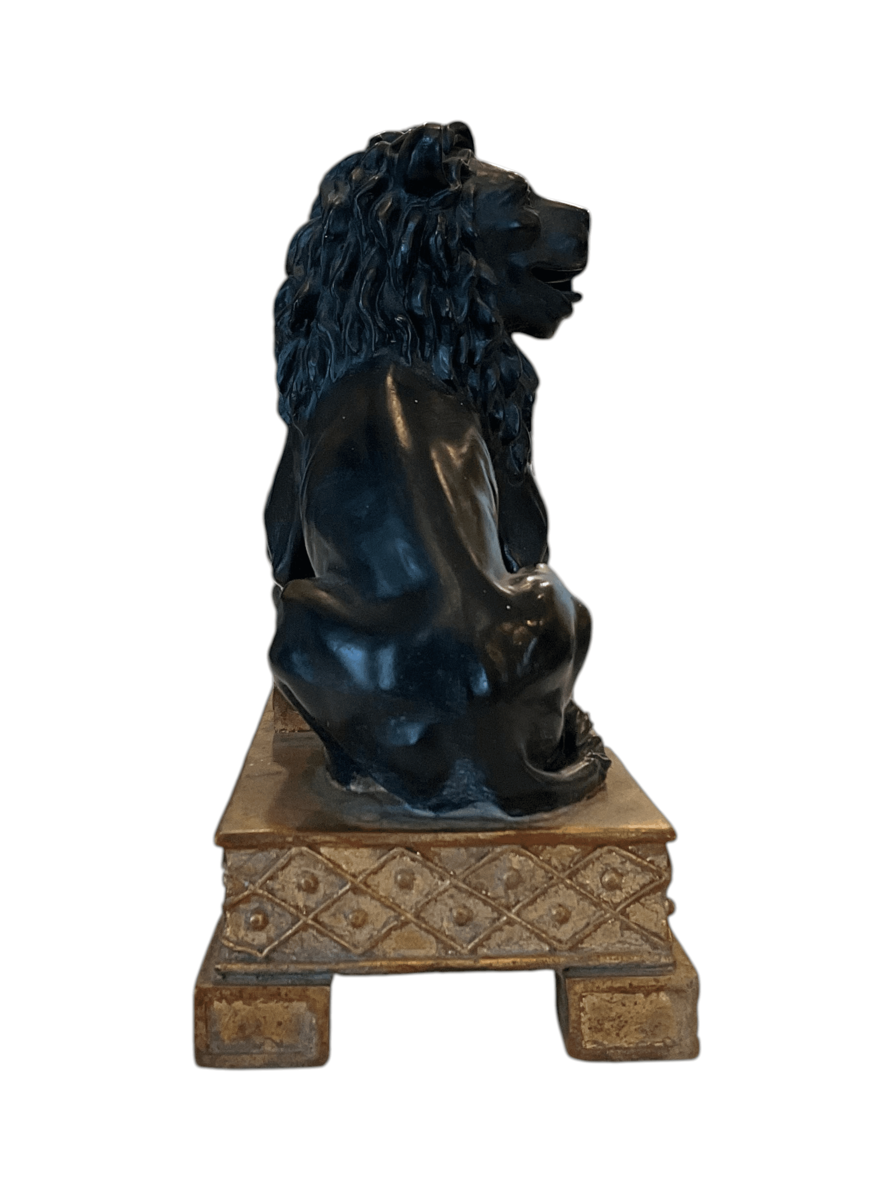 Vintage Lion Mantel Clock with Roman Numerals - Thumbnail 4