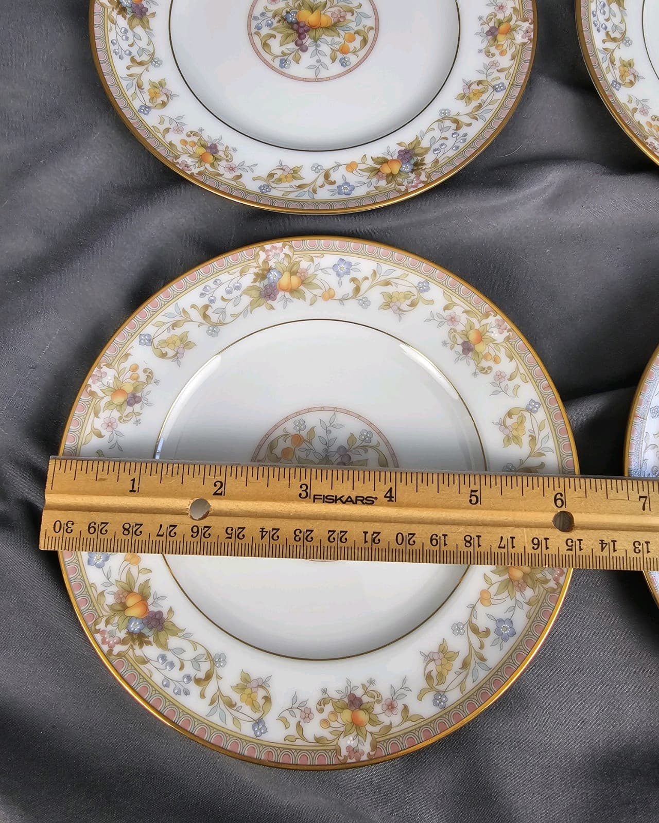 Vintage Noritake Ireland Harvesting 2770 (4) Bread Plates W Flowers & Fruit 6.25 - Thumbnail 2