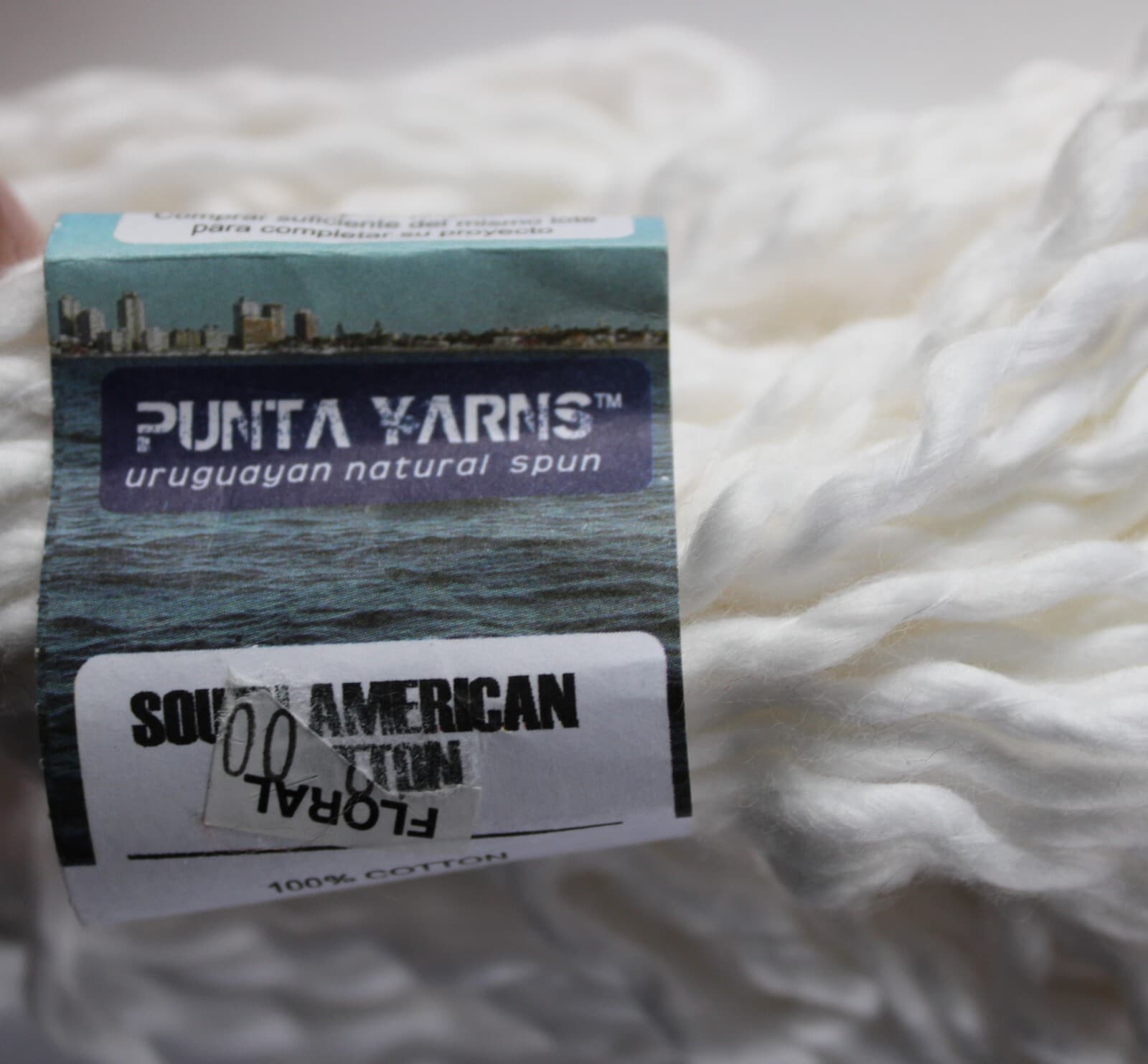 Punta Yarns Del Este South America Col CF1501 White 100% Cotton 50gr, 66yd - Thumbnail 2