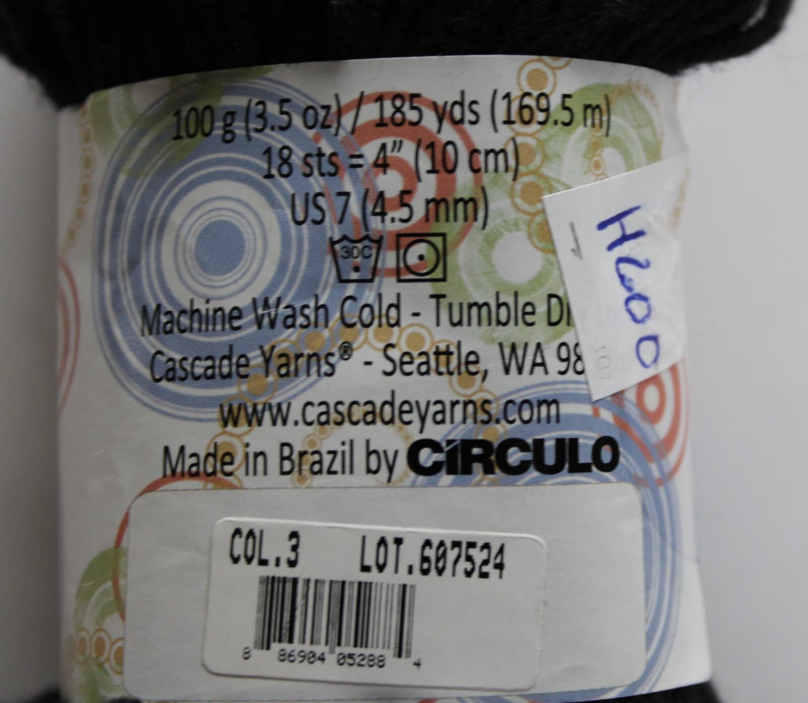 Cascade Yarn Nifty Cotton 100% Cotton Col 3 Black 3.5oz 185yd - Thumbnail 4