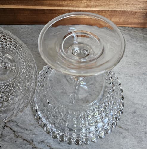 Vintage Hobnail Pedestal Bowl With Lid 12" Tall - Thumbnail 10