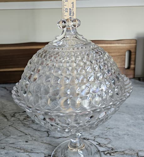 Vintage Hobnail Pedestal Bowl With Lid 12" Tall - Thumbnail 7