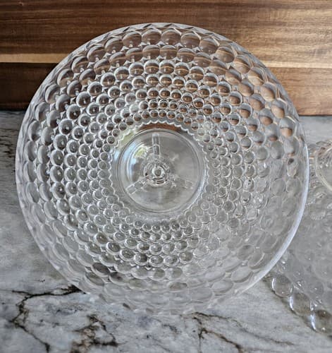 Vintage Hobnail Pedestal Bowl With Lid 12" Tall - Thumbnail 8