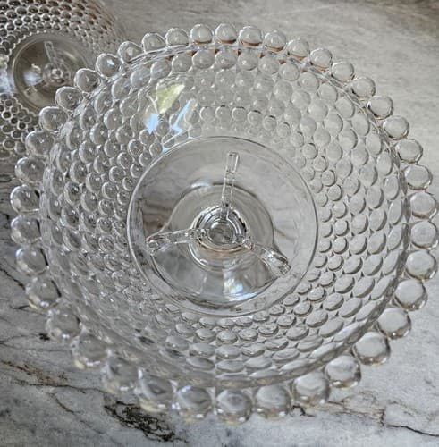 Vintage Hobnail Pedestal Bowl With Lid 12" Tall - Thumbnail 11