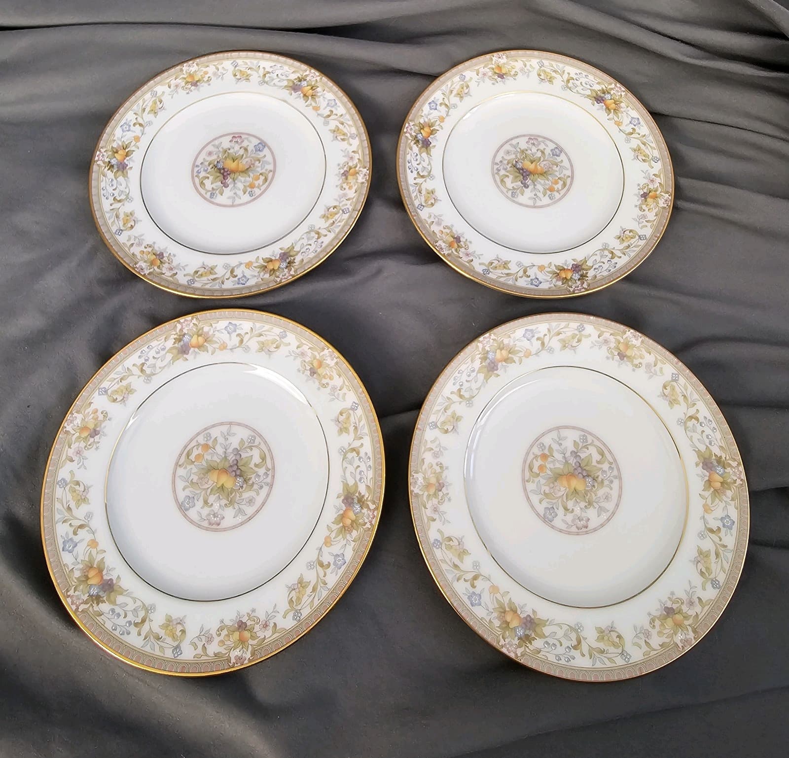 Vintage Noritake Ireland Harvesting 2770 (4) Bread Plates W Flowers & Fruit 6.25