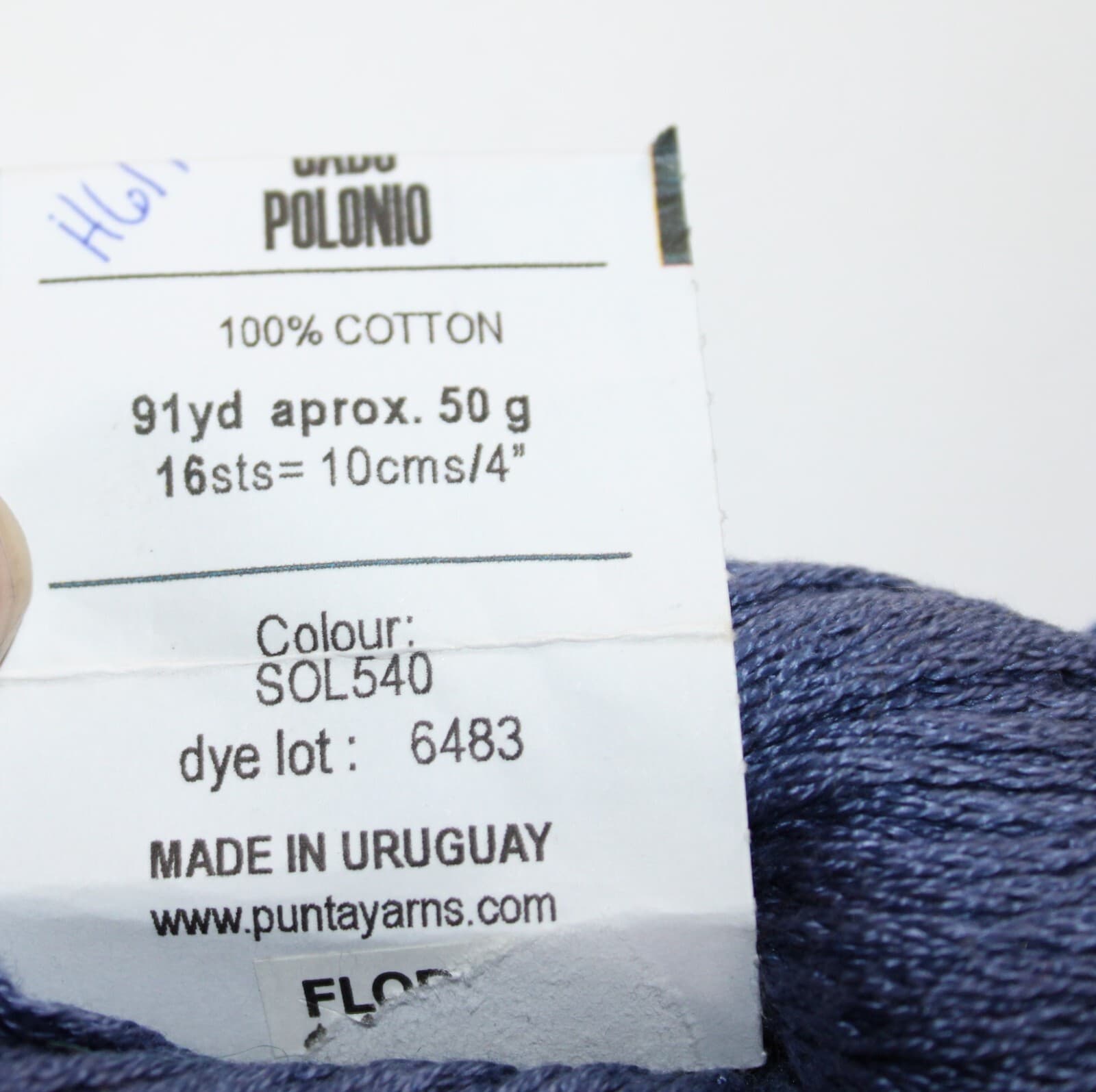 Punta Yarns Cabo Polonio Col SOL540 Blue 100% Cotton 50gr 91yd - Thumbnail 4