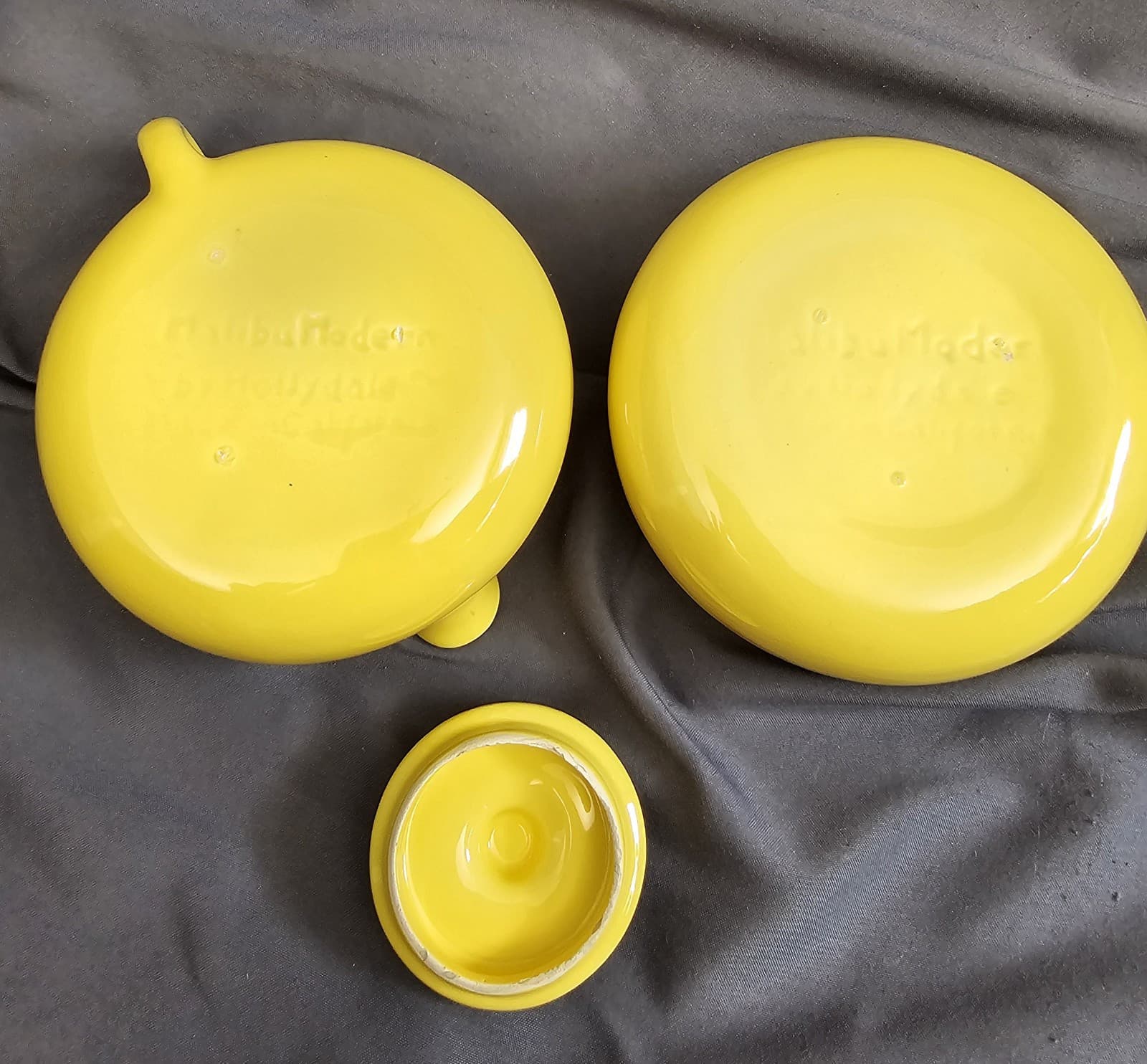 Vintage MCM Hollydale Maibu Modern Bright Yellow Creamer and Sugar Bowl w lid - Thumbnail 7