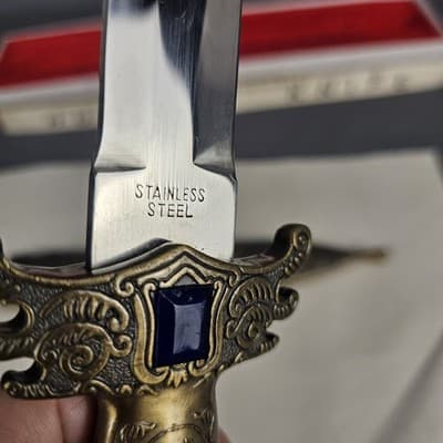 Decorative Stainless Steel Blade Hunting Knife 14" Jewel Scroll - Thumbnail 6