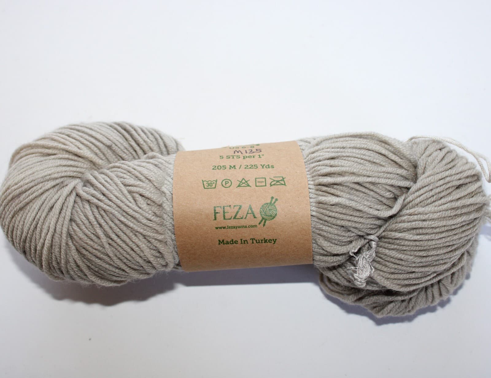 Feza Yarn Harvest 100% Extrafine Superwash Merino Col Light Gray 225yd