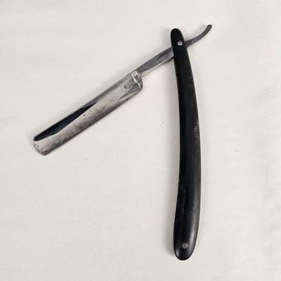 Vintage Straight Razer 81 Thomaz Loureiro Black Handle 6" Long - Thumbnail 2