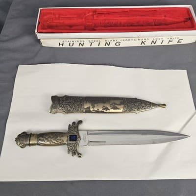 Decorative Stainless Steel Blade Hunting Knife 14" Jewel Scroll - Thumbnail 7