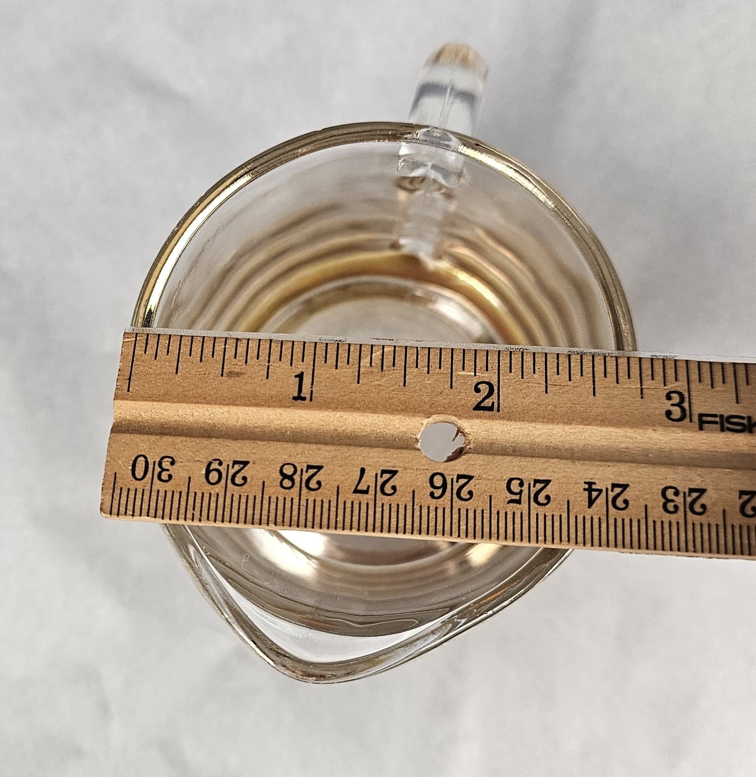 Glass Creamer Clear w slight amber Glow Gold edge Vintage - Thumbnail 7