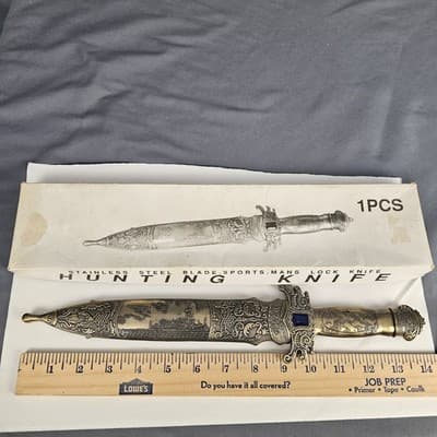Decorative Stainless Steel Blade Hunting Knife 14" Jewel Scroll - Thumbnail 9