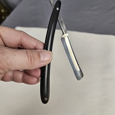 Vintage Straight Razer 81 Thomaz Loureiro Black Handle 6" Long - Thumbnail 5