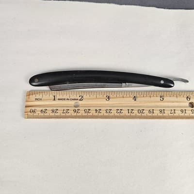 Vintage Straight Razer 81 Thomaz Loureiro Black Handle 6" Long - Thumbnail 4