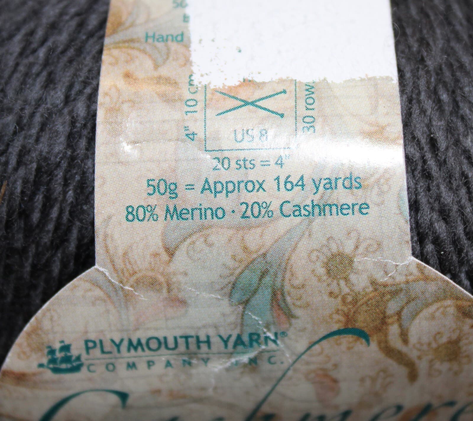 Cashmere Passion Yarn Plymouth 80% Merino 20% Cashmere Col 0021 Gray 50g 164yd - Thumbnail 4