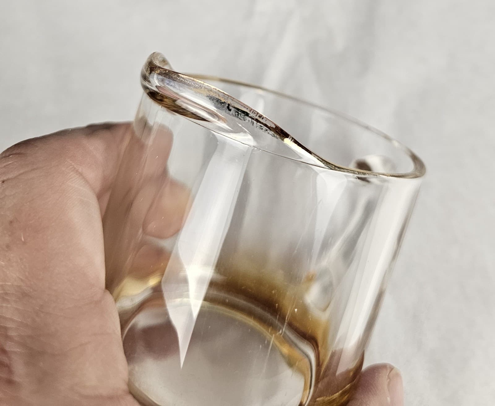 Glass Creamer Clear w slight amber Glow Gold edge Vintage - Thumbnail 6