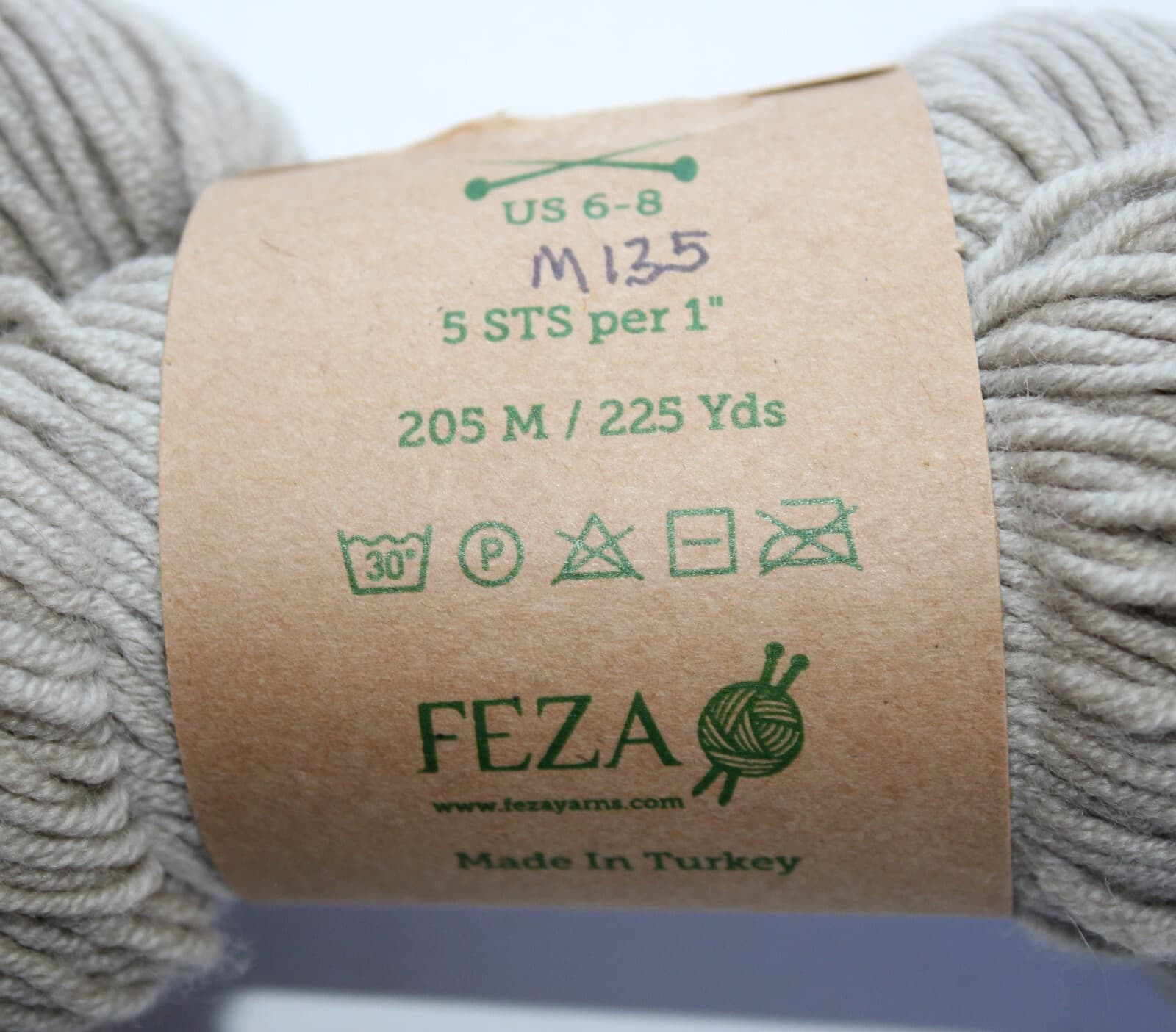 Feza Yarn Harvest 100% Extrafine Superwash Merino Col Light Gray 225yd - Thumbnail 2
