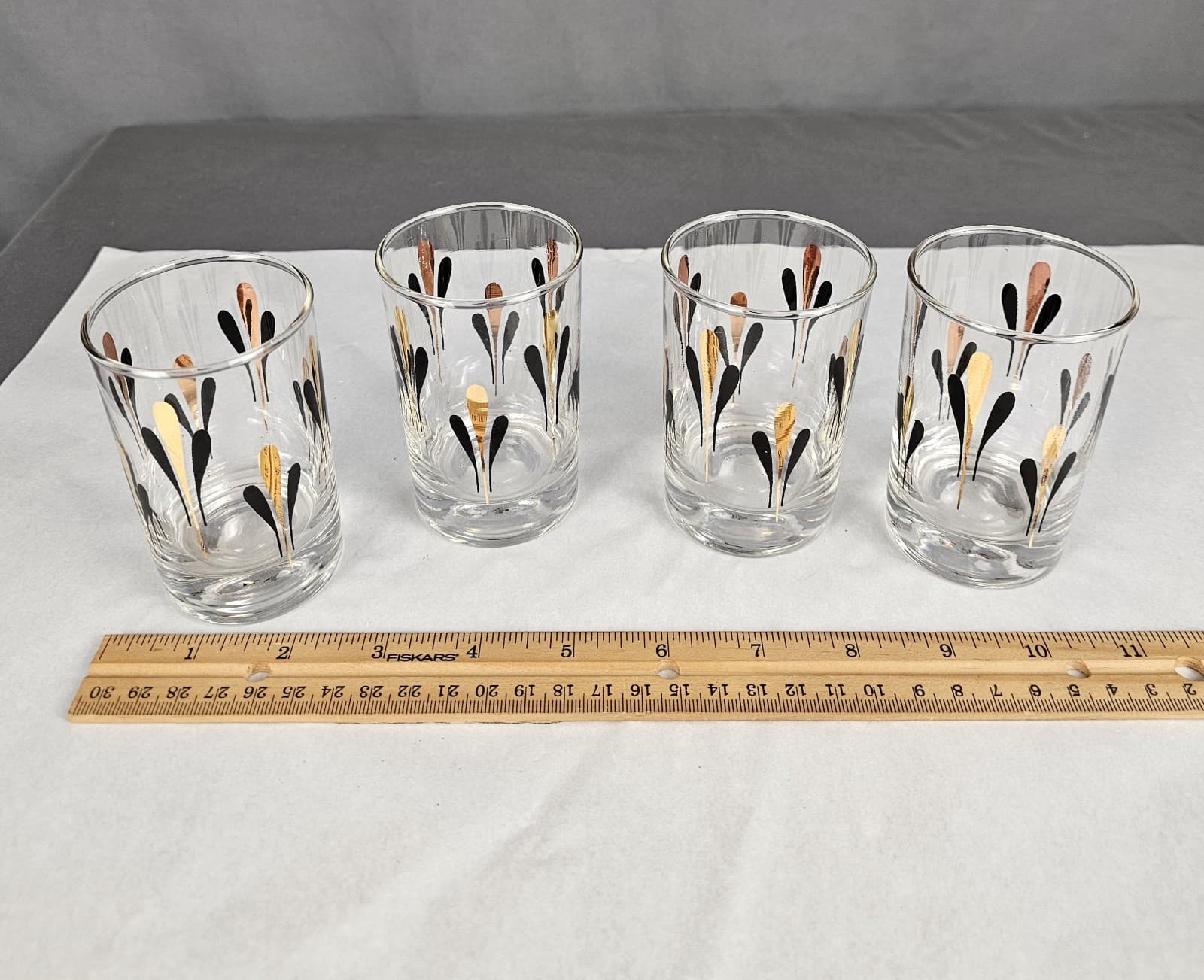 Black and Gold Whiskey Cocktail Glass MCM 3.5" Tall 2" dia. Set of 4 Vintage - Thumbnail 6