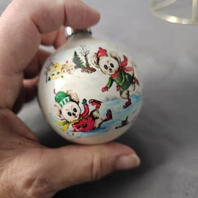 Vintage Corning Glass White Plastic Mice Christmas Ornaments USA Set of 3 - Thumbnail 10