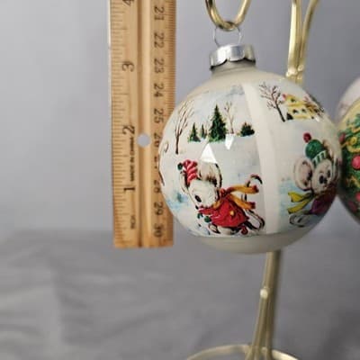 Vintage Corning Glass White Plastic Mice Christmas Ornaments USA Set of 3 - Thumbnail 7