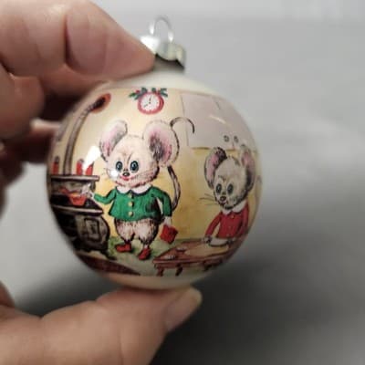 Vintage Corning Glass White Plastic Mice Christmas Ornaments USA Set of 3 - Thumbnail 15