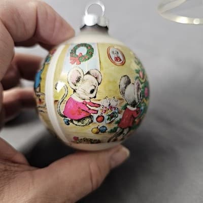 Vintage Corning Glass White Plastic Mice Christmas Ornaments USA Set of 3 - Thumbnail 12