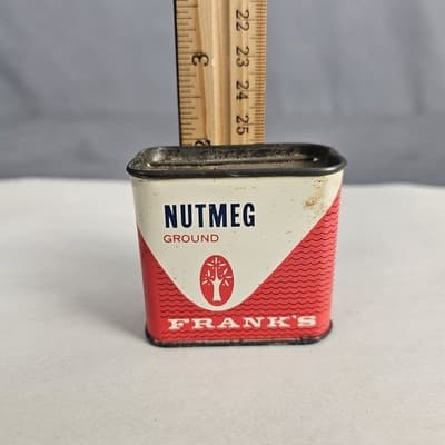 Vintage Frank's Ground Nutmeg Container Metal Slide Top 29¢ - Thumbnail 11
