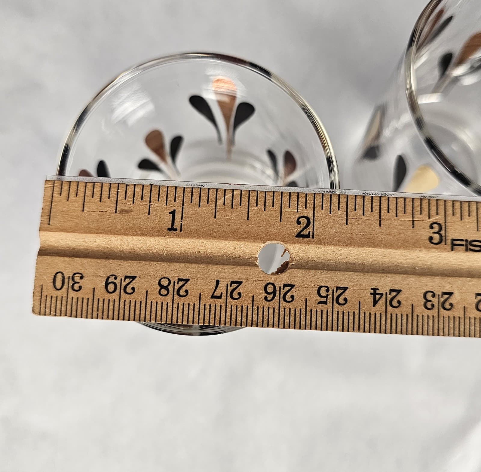 Black and Gold Whiskey Cocktail Glass MCM 3.5" Tall 2" dia. Set of 4 Vintage - Thumbnail 4