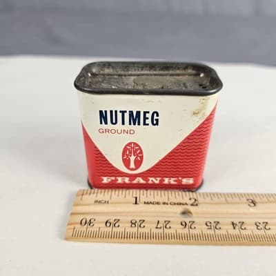 Vintage Frank's Ground Nutmeg Container Metal Slide Top 29¢ - Thumbnail 9