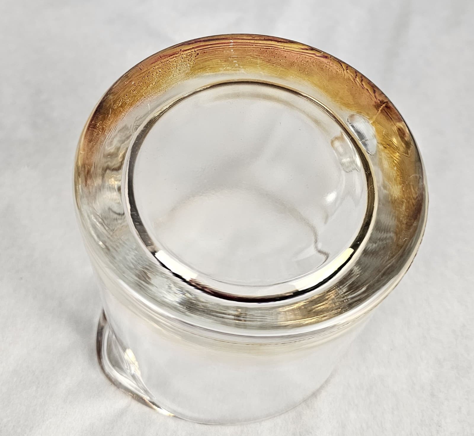 Glass Creamer Clear w slight amber Glow Gold edge Vintage - Thumbnail 11