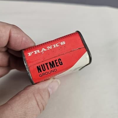 Vintage Frank's Ground Nutmeg Container Metal Slide Top 29¢ - Thumbnail 5