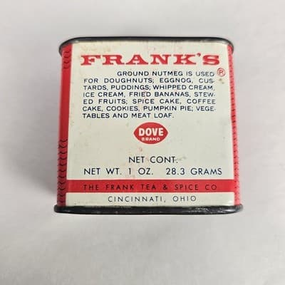 Vintage Frank's Ground Nutmeg Container Metal Slide Top 29¢ - Thumbnail 6