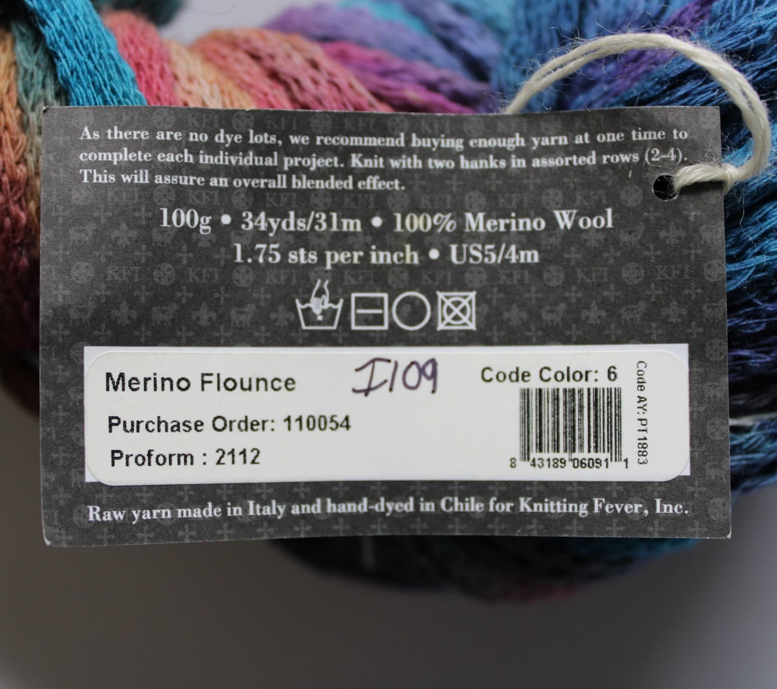 KFI Yarn Merino Flounce Col Code 6 100% Merino Wool 100gr 34yd - Thumbnail 3