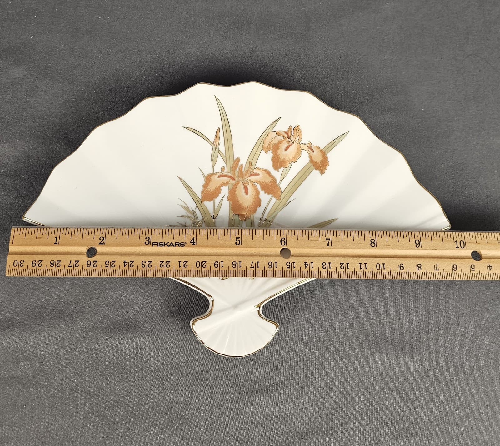 Japanese Fine China By Jay ~ Asian Japan Fan Trinket Dish Gold Trim - Thumbnail 6